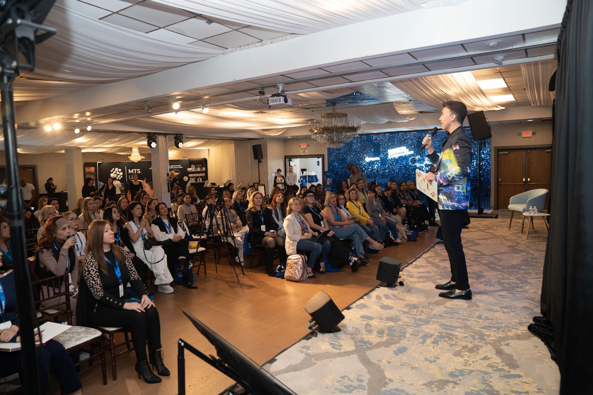 A Zemits live education room with aesthetic providers watching a presentation